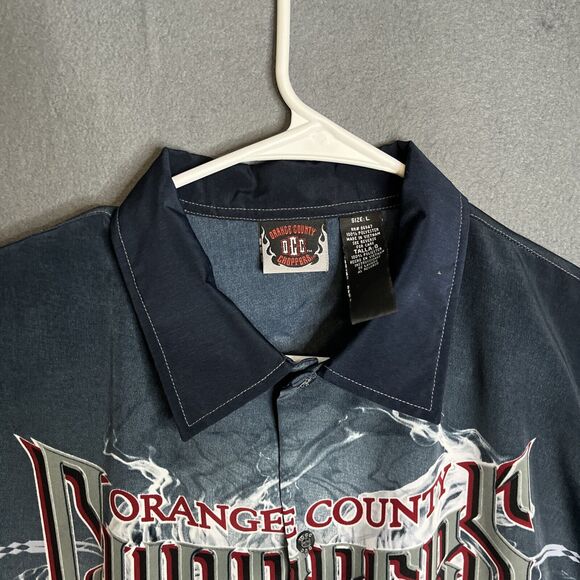 Orange County Choppers Motorcycle Shirt Mens Large Black All Over Print - Picture 3 of 8